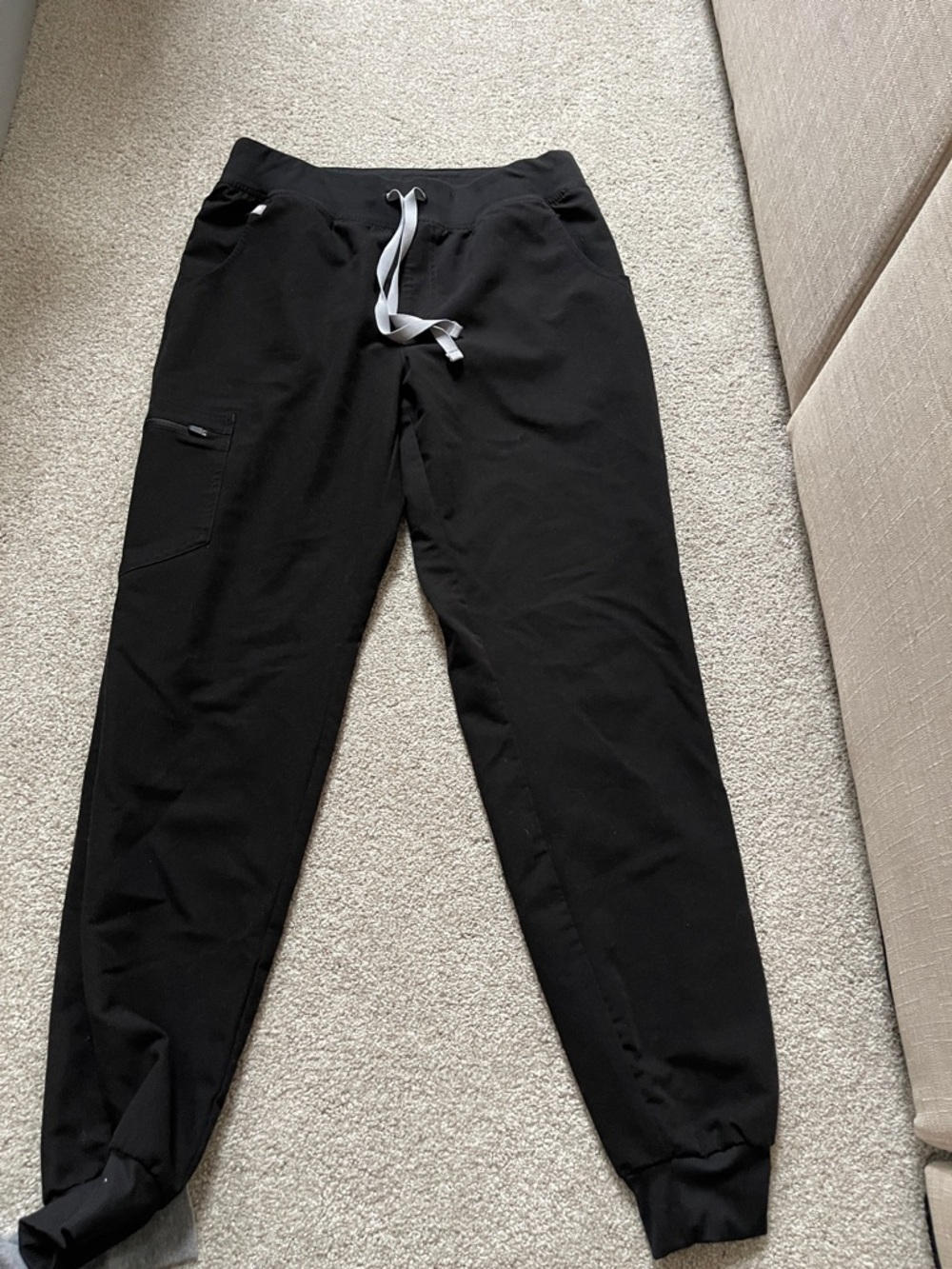 Figs Men's Black Joggers with Contrast White Drawstring